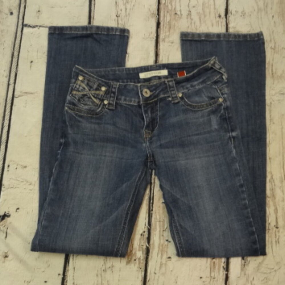 Stetson Women's Hollywood Bootcut Blue Jeans w/Decorative Pockets